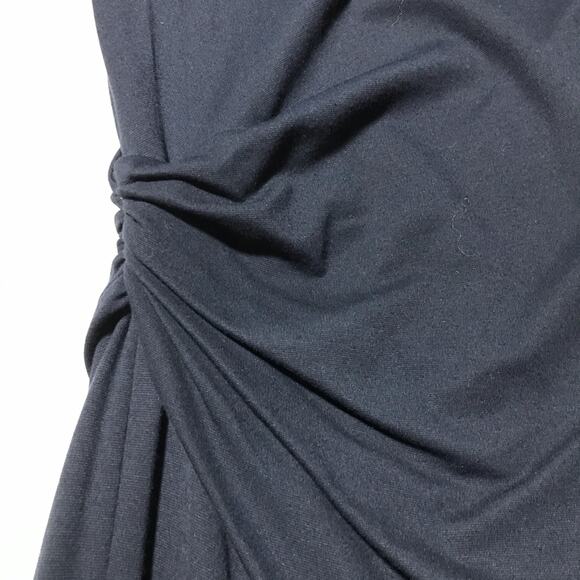Lafayette 148 navy blue sheath dress with gathered side ruched sleeveless 4 midi - Picture 6 of 8